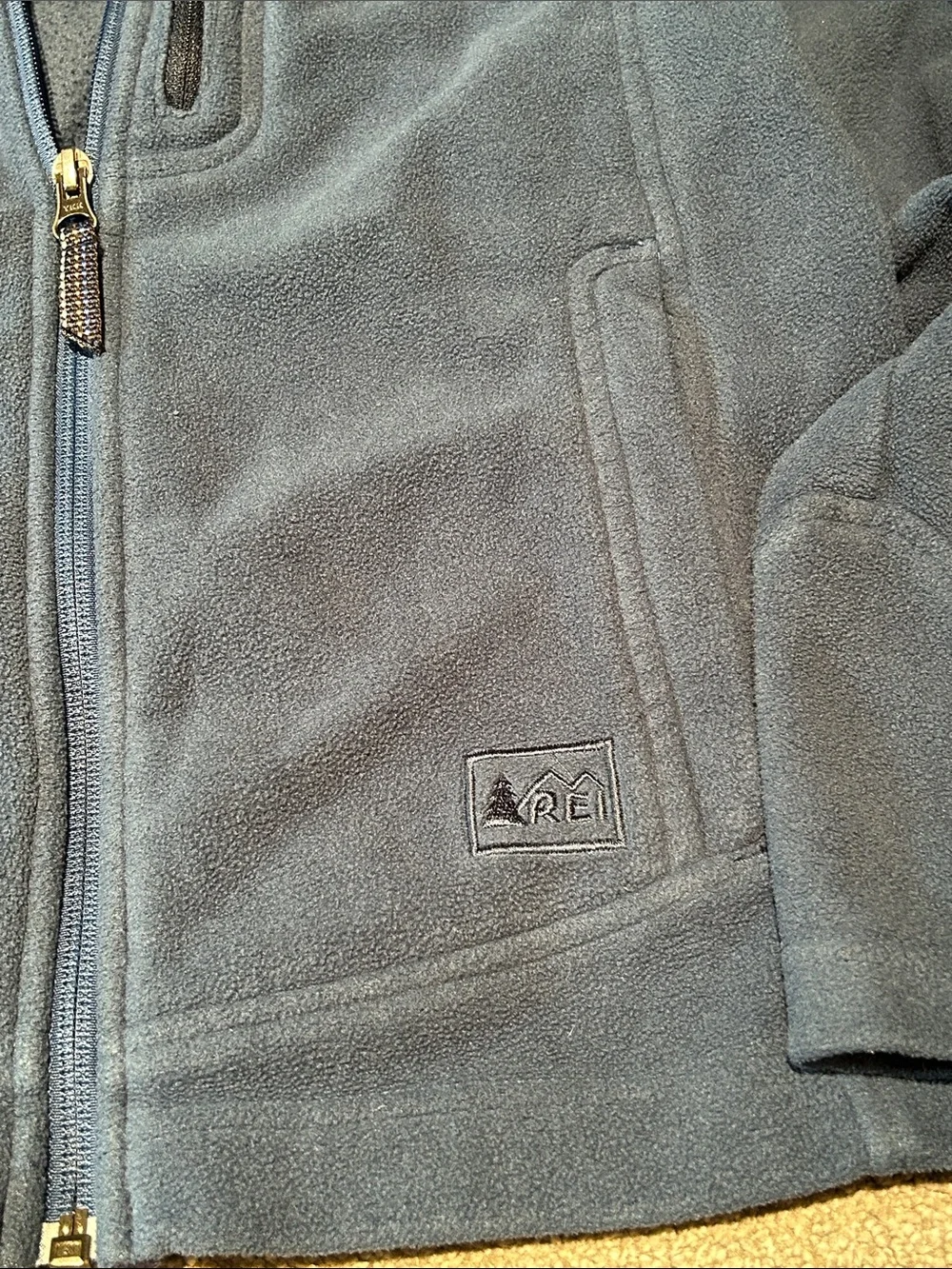 REI Navy Blue Fleece Jacket - Full Zip Lightweight Coat
